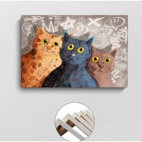 Cute Cats Canvas Painting Colorful Cat Wall Art Posters